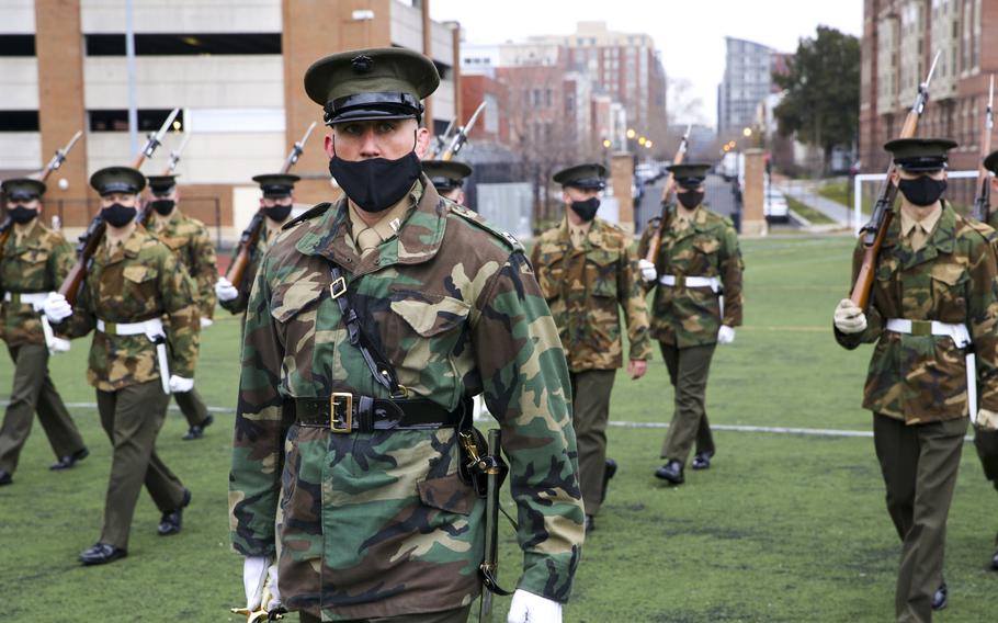 What kind of uniform is that? Marines drill for inauguration in unique